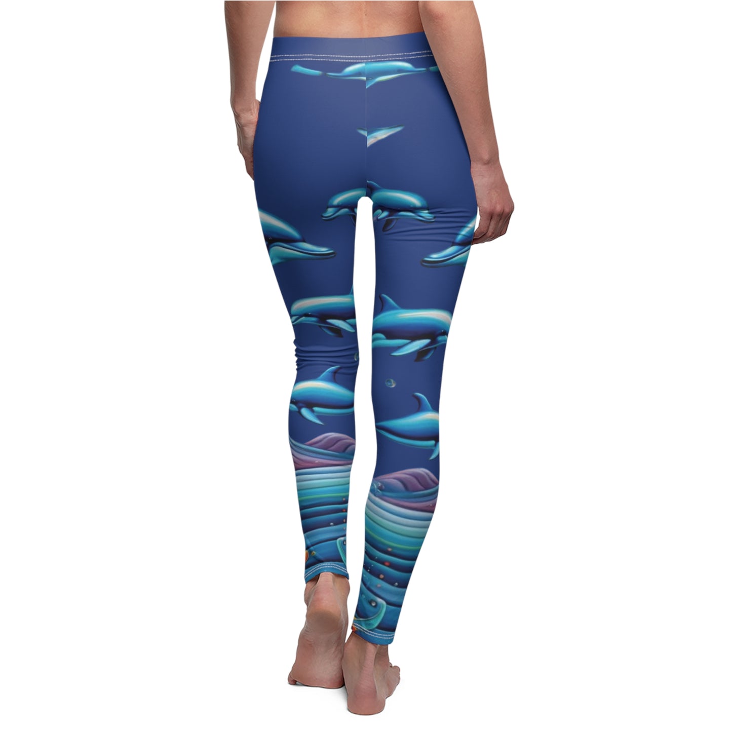The Dolphins in the Deepest of Blue Leggings